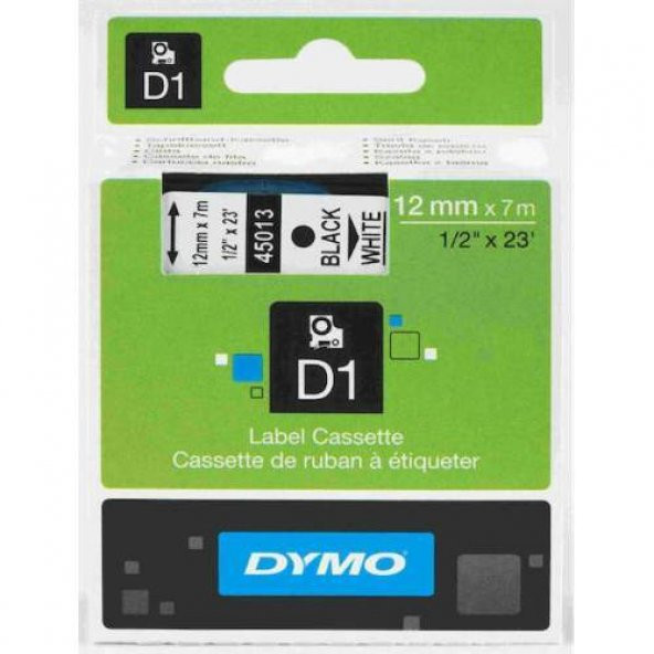 DYMO D1 ŞERİT 12MM x 7MT BEYAZ / SİYAH 720530 45013 ÜCRETSİZ KARG ürün görseli 1