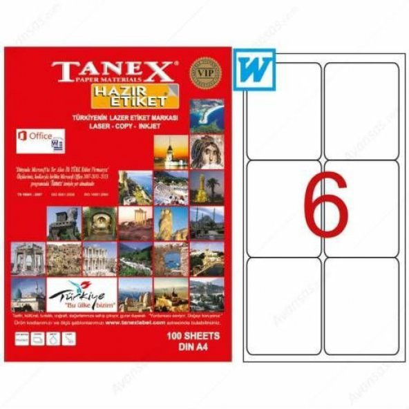 Tanex TW-2006 Beyaz Etiket 99.1 x 93.1 mm Ücretsiz Kargo ürün görseli 1