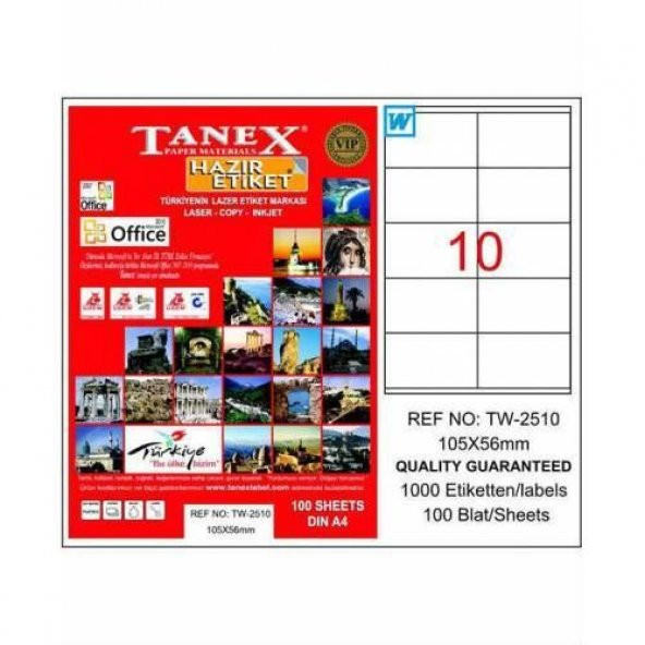 Tanex TW-2510 Laser Etiket 105x56mm Ücretsiz Kargo ürün görseli 1