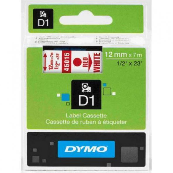 DYMO D1 ŞERİT 12MM x 7MT BEYAZ / KIRMIZI 720550 45015 ürün görseli 1