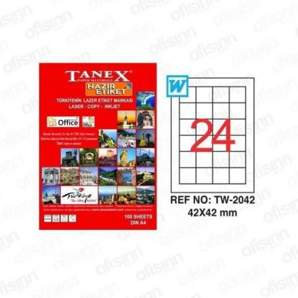 Tanex TW-2042, 42x42 mm Laser Etiket Ücretsiz Kargo ürün görseli 1