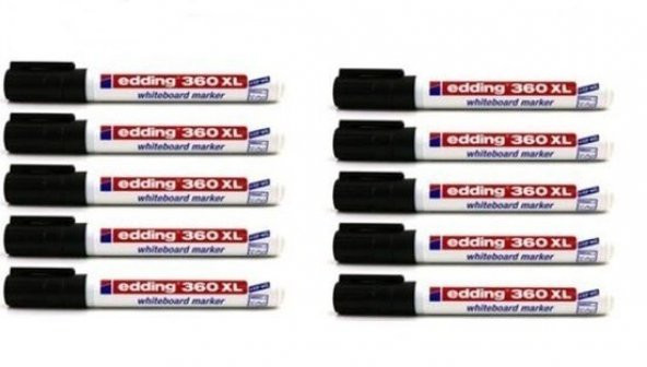 Edding 360 XL Silinebilir Yazı Tahtası Kalemi 10 Adet Siyah ürün görseli 1