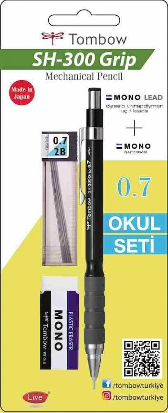 TOMBOW SH-300 GRİP 0.7 VERSATİL OKUL SETİ SİYAH ÜCRETSİZ KARGO ürün görseli 1