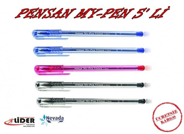 PENSAN My-Pen Tükenmez Kalem 2 Siyah 2 Mavi 1 Kırmızı 1mm Uçlu ürün görseli 1