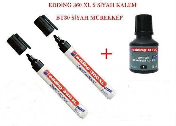 Edding Tahta Kalemi 360XL 2 Adet Siyah Tahta Kalemi + 1 Adet BT30 ürün görseli 1