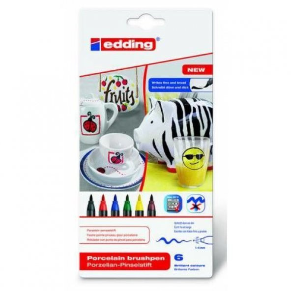 Edding 4200 Porselen Kalemi Standart Ana Renkler (6 lı Paket) ürün görseli 1