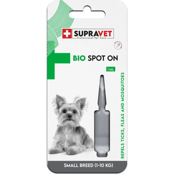 Supravet Küçük Irk Köpek Deri Ve Tüy Bakım Yağı; Bit Pire Kene Dış Parazit Ense Damlası 1-10Kg (1ml) ürün görseli 1