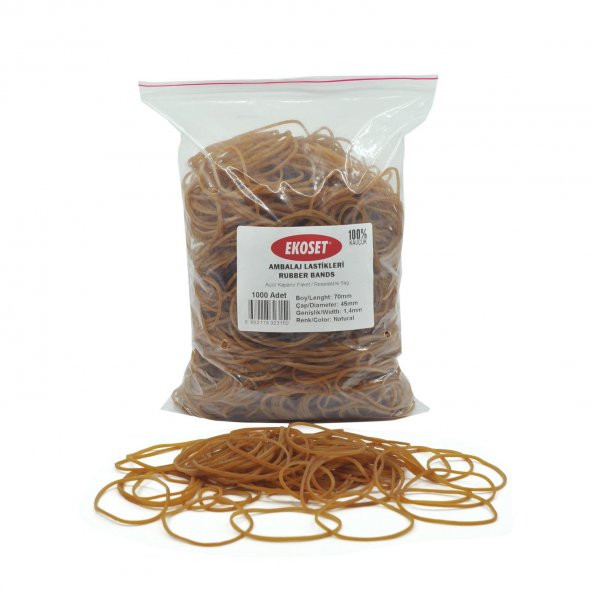 Ekoset 70mm Kauçuk Paket Ambalaj Para Lastiği 1000 Adet ürün görseli 1