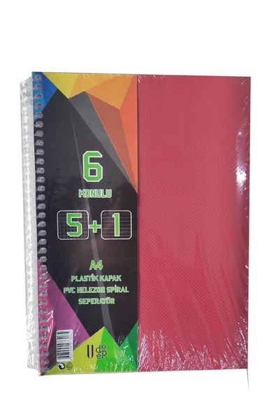 5+1 Ayraçlı Defter 6 Konulu 150 Yaprak 1 Adet 5 Kareli 1 Çizgili Spralli Plastik Kapak Seperatörlü ürün görseli 1