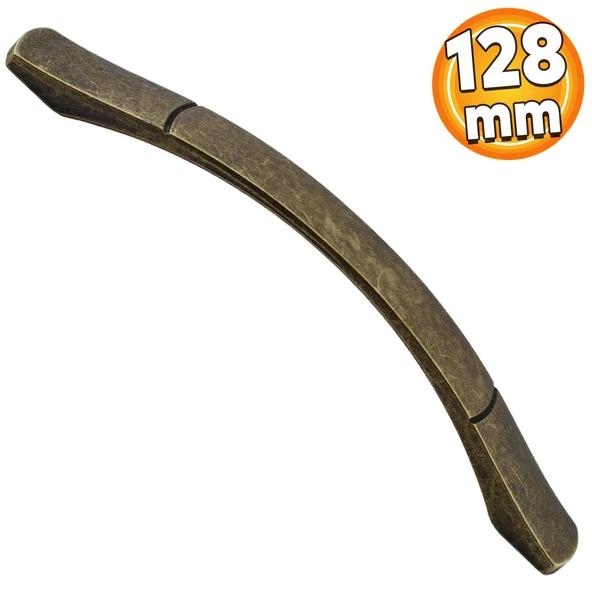 Berilay (128 mm - 12.8 cm) Eskitme Antik Sarı Metal Mobilya Mutfak Dolabı Dolap Kulpu Kulbu Kulpları ürün görseli 1