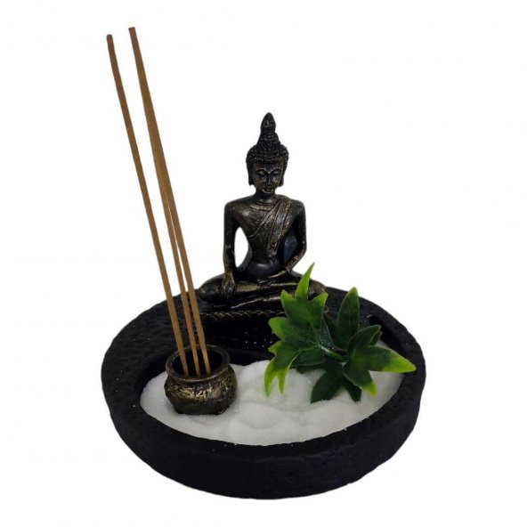T.Concept Buda Heykeli Metal Yuvarlak Mini Zen Bahçesi ürün görseli 1