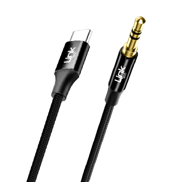 LinkTech A586 Type-C - 3.5mm AUX Kablo 1mt Siyah ürün görseli 1
