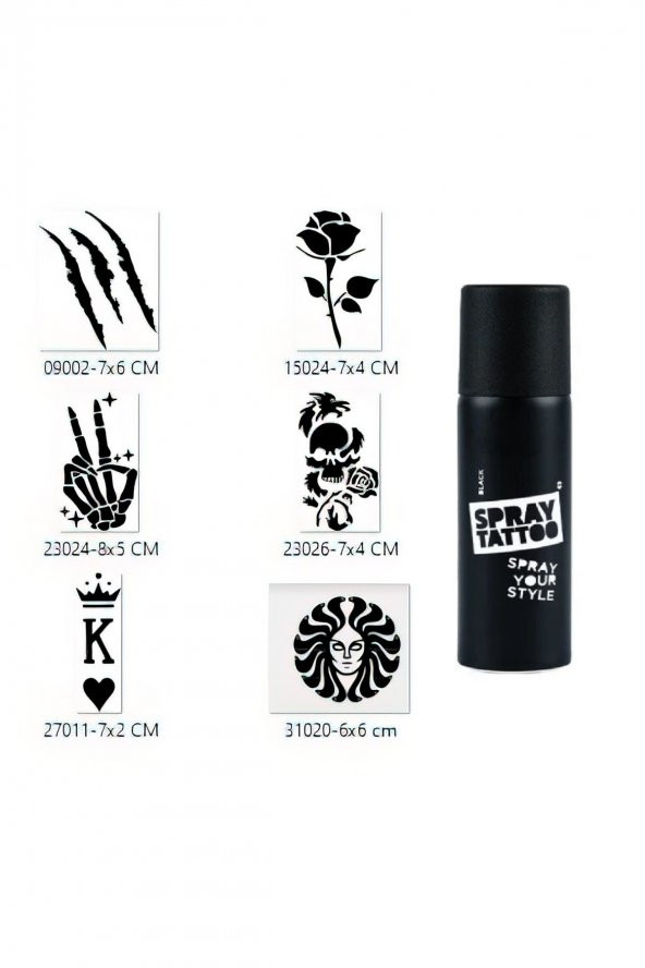 İskelet Zafer Spray Tattoo Geçici Sprey Dövme Seti ürün görseli 1
