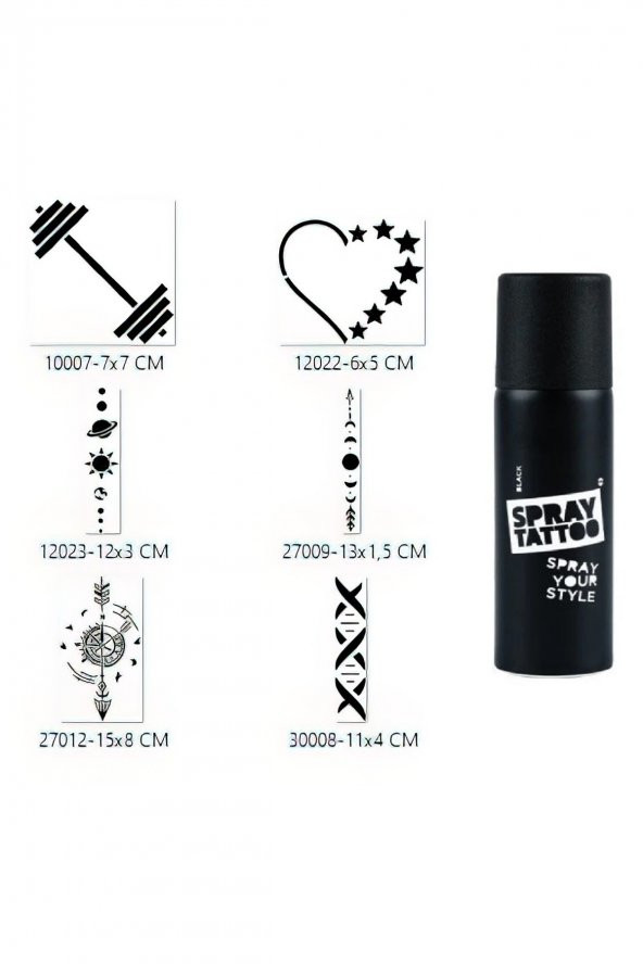 Şerit Pusula Spray Tattoo Geçici Sprey Dövme Seti ürün görseli 1