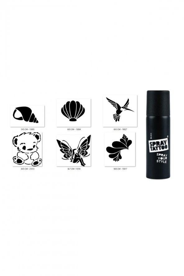 Peluş Çiçek Spray Tattoo Geçici Sprey Dövme Seti ürün görseli 1