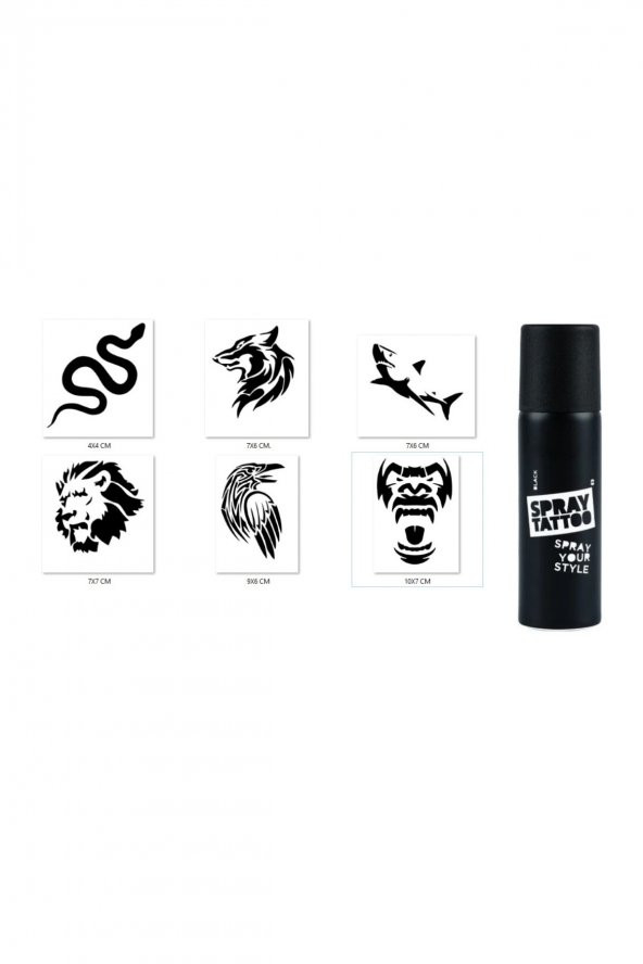 Yılan Katal Spray Tattoo Geçici Siyah Sprey Dövme Seti ürün görseli 1