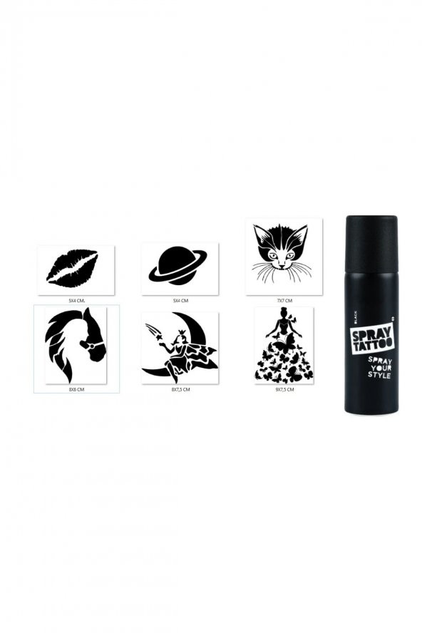 Rüya Modelleri Spray Tattoo Geçici Siyah Sprey Dövme Seti ürün görseli 1