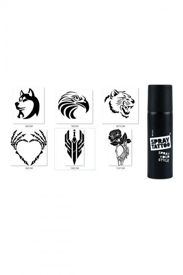 Hırçın Modeller Spray Tattoo Geçici Dövme Yapma Seti Siyah Sprey Dövme ürün görseli 1