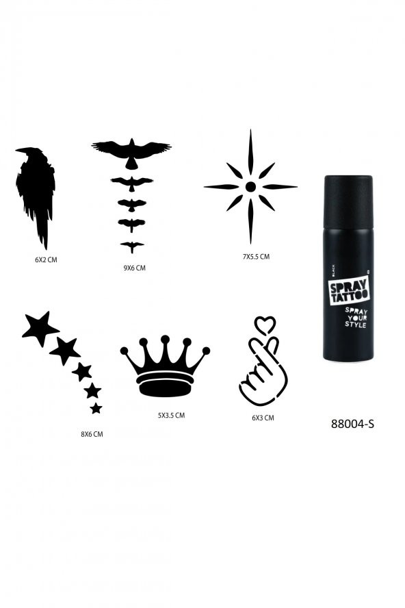 Kuşlar ve Yıldızlar Spray Tattoo Geçici Sprey Dövme Seti ürün görseli 1