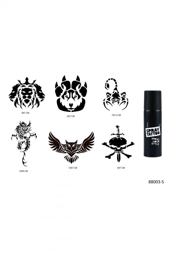 Vahşi Hayvanlar Spray Tattoo Geçici Sprey Dövme Seti ürün görseli 1