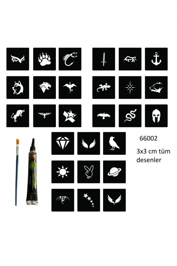 Minimal 27 Şablon Hint Kınasıyla Geçici Dövme Yapma Seti ürün görseli 1