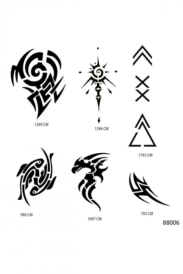 Tribal Modeller Geçici Dövme Şablonu Seti Sadece Desen ürün görseli 1