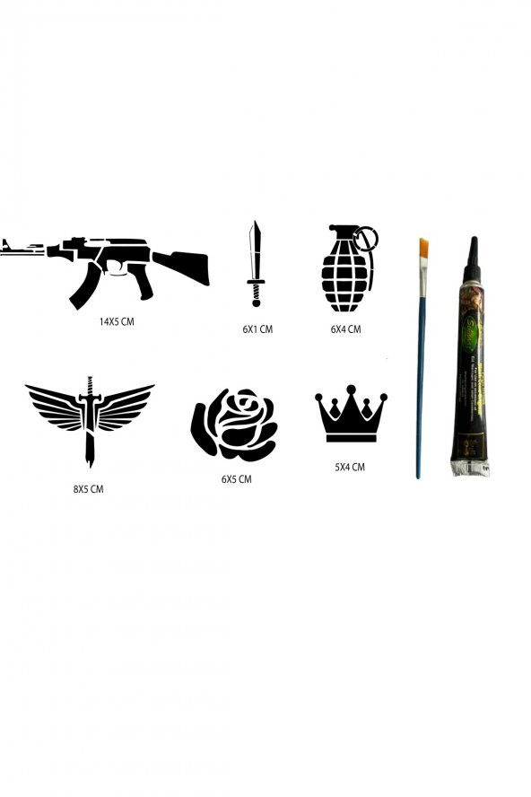 Silah ve Kanat Hint Kınasıyla Geçici Dövme Seti ürün görseli 1