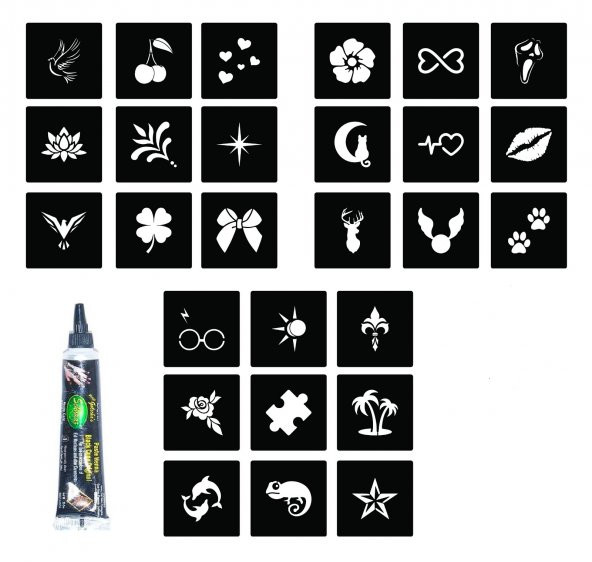 27 minimal Kadın şablon 1 tüp kına Geçici Dövme Seti ürün görseli 1