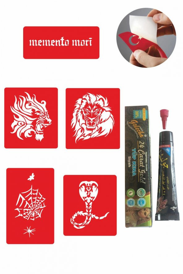 Kobra ve Kaplan Desenleri Hint Kınası ile Geçici Dövme Yapma Seti ürün görseli 1