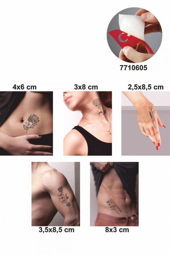 Kurukafa Gül Desenleri Hint Kınası ile Geçici Dövme Yapma Seti ürün görseli 1
