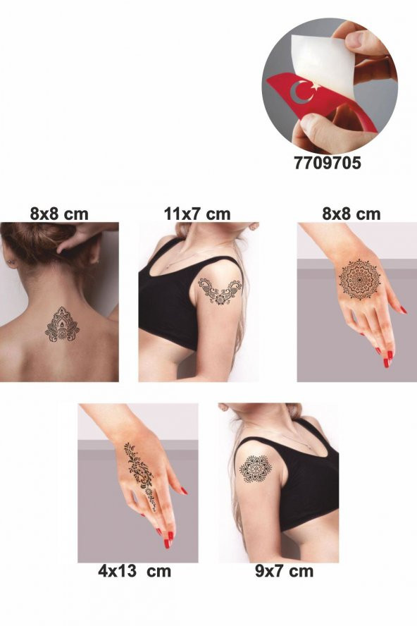 Büyük Mandala Desenleri Hint Kınası ile Geçici Dövme Yapma Seti ürün görseli 1