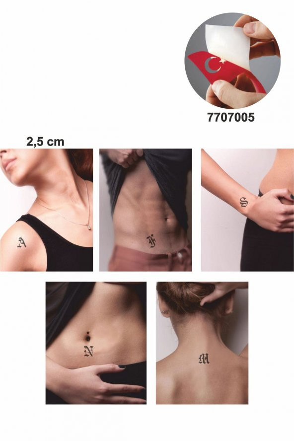 Alfabe Gotik Harfler Hint Kınası ile Geçici Dövme Yapma Seti ürün görseli 1