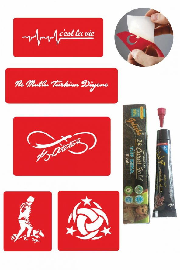 Atatürk Desenleri Hint Kınası ile Geçici Dövme Yapma Seti ürün görseli 1