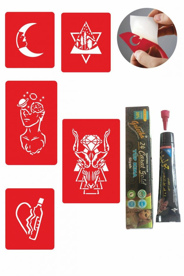 Felsefik Düşünce Desenleri Hint Kınası ile Geçici Dövme Yapma Seti ürün görseli 1