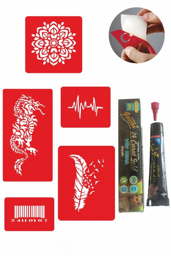 Örtücü Kapatma Desenleri Hint Kınası ile Geçici Dövme Yapma Seti ürün görseli 1