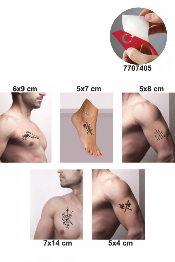 Savaş Aletleri Desenleri Hint Kınası ile Geçici Dövme Yapma Seti ürün görseli 1
