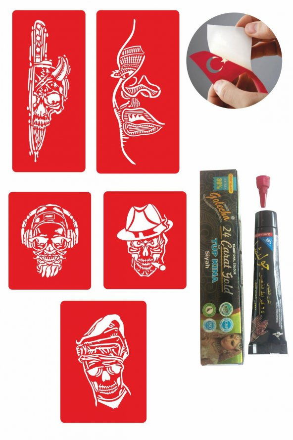 Çılgın Kuru Kafalar Hint Kınası ile Geçici Dövme Yapma Seti ürün görseli 1