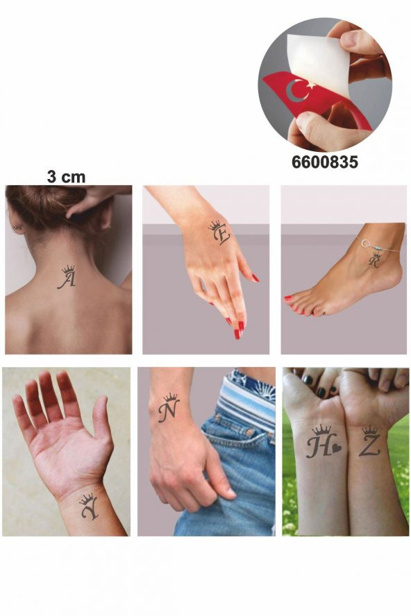Taçlı Harfler Hint Kınası ile Geçici Dövme Yapma Seti ürün görseli 1