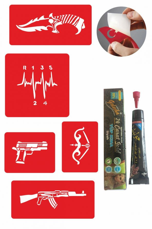 Vites Keleş Desenleri Hint Kınası ile Geçici Dövme Yapma Seti ürün görseli 1