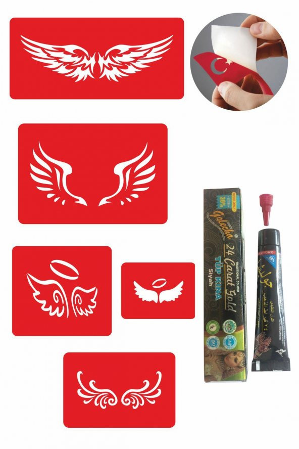 Kanat Desenleri Kına ile Geçici Dövme Yapma Seti ürün görseli 1