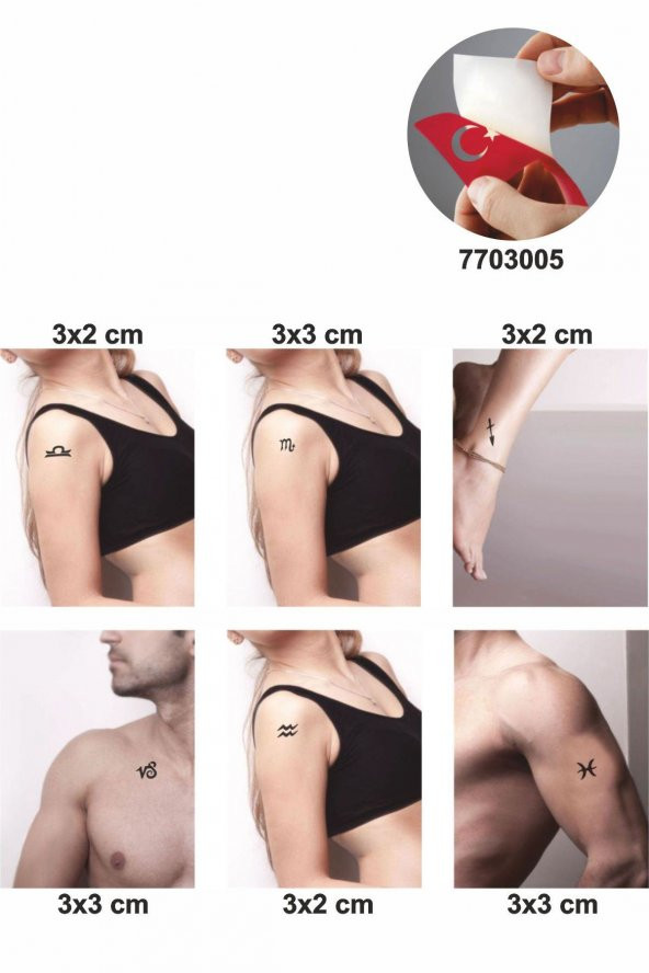 Burçlar-2 5 Adet  Geçici Dövme Kına Şablonu ürün görseli 1