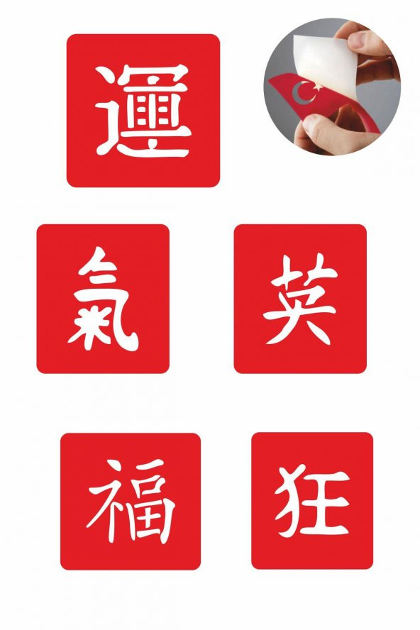 Japon Kanjiler 5 Adet  Geçici Dövme Kına Şablonu ürün görseli 1