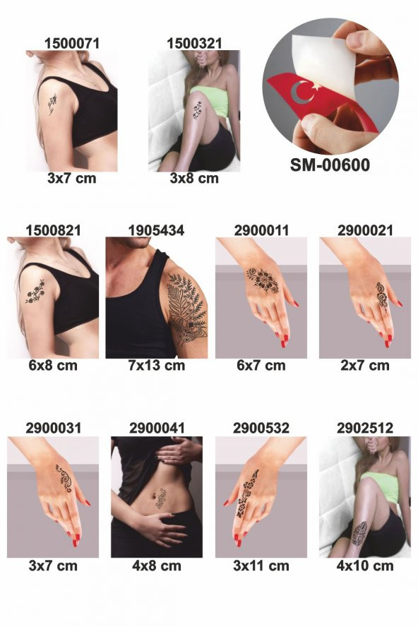 Çiçekli Geçici Dövme şablonları 10 Adet Kampanya Ürünü ürün görseli 1