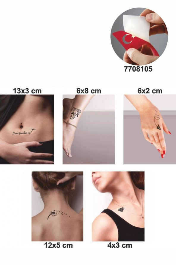 Filli 5 Adet  Geçici Dövme Kına Şablonu ürün görseli 1