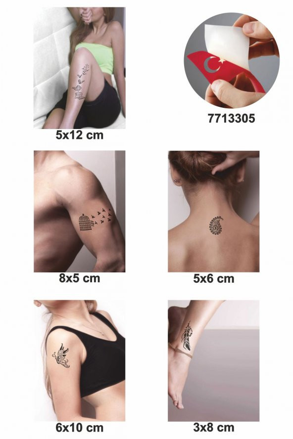 Bir Çiçek Bir Kelebek 5 Adet Geçici Dövme Kına Şablonu ürün görseli 1