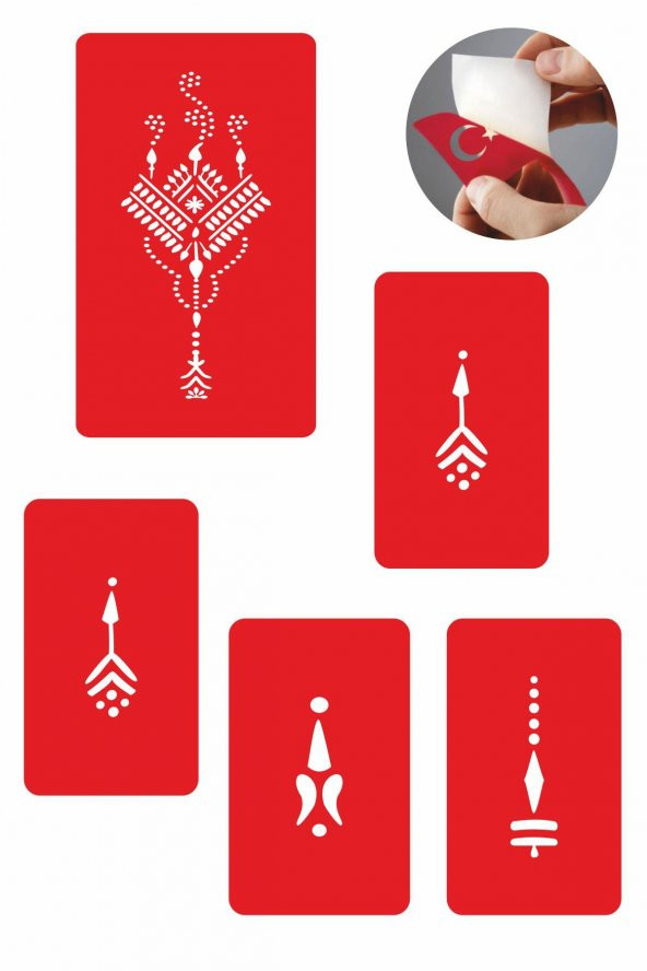 Mısır Motifi 5 Adet  Geçici Dövme Kına Şablonu ürün görseli 1