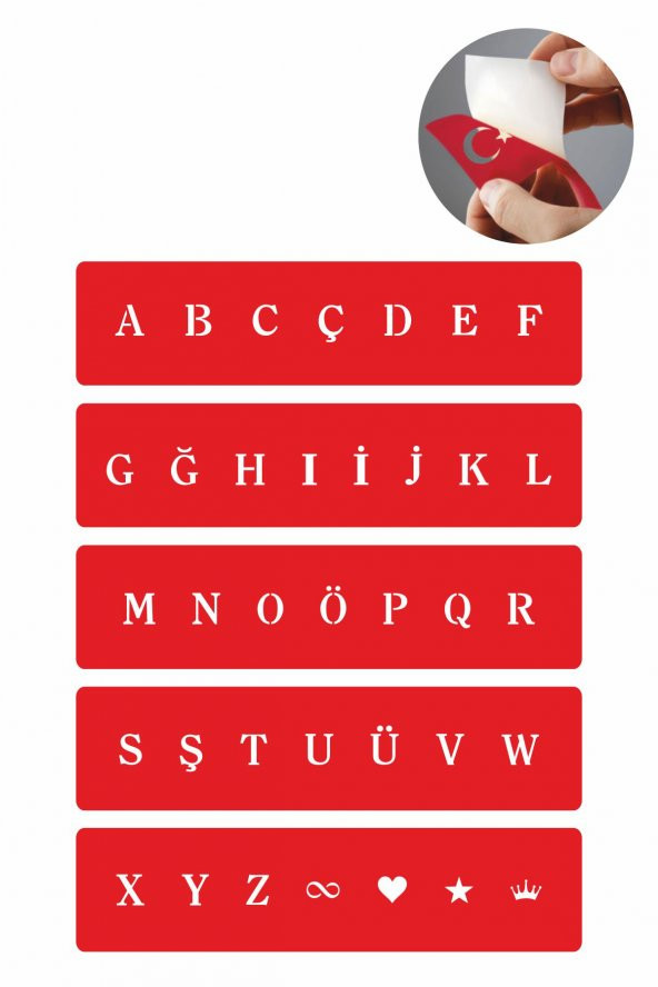 Düz Font Şerit Harf Geçici Dövme Şablonu ürün görseli 1