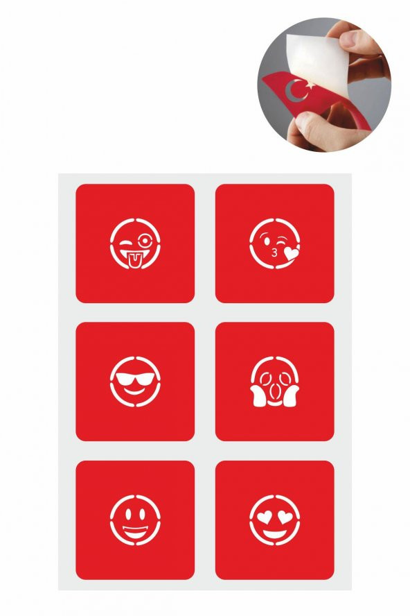 Sevimli Emojiler 5 Adet  Geçici Dövme Kına Şablonu ürün görseli 1