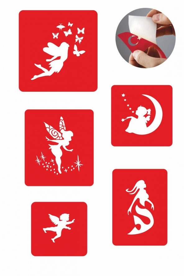Melek Dünyası 5 Adet  Geçici Dövme Kına Şablonu ürün görseli 1