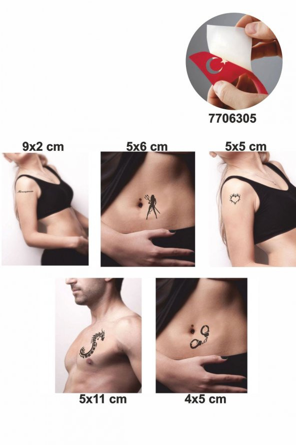 Herşeyimsin 5 Adet  Geçici Dövme Kına Şablonu ürün görseli 1